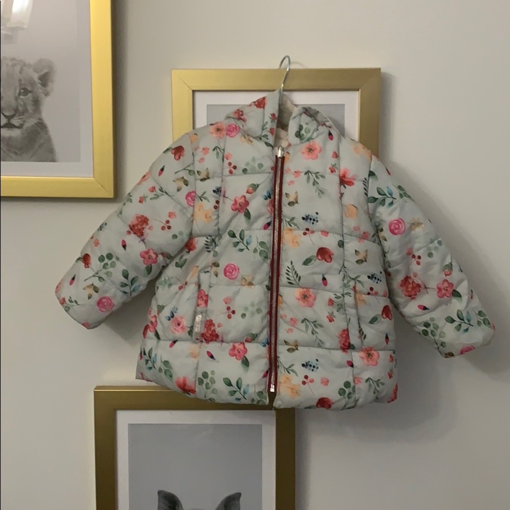 Zara girl reversible puffer/floral 18-24